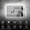 Bathroom mirror Bluetooth with LED lighting 50 x 70 cm, illuminated wall mirror with clock, anti-fog, silver