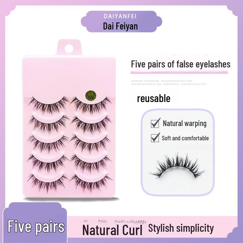 Cartoon Barbie Beginner False Eyelashes - Natural Thick 5 Pairs