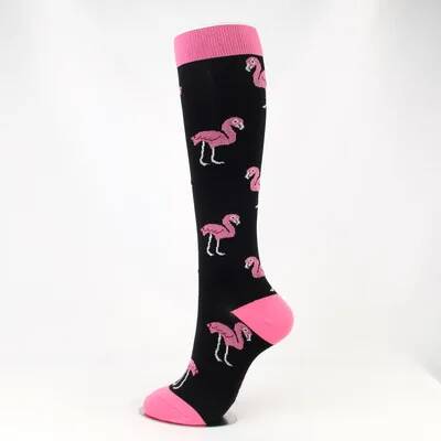 Sport Compression Stockings Pattern Stripes Dots Plant Fruits Animals Balloon Flamingo Monkey Pressure Compress Socks