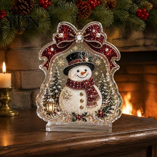 Seasonal Home Table Decorations Christmas Faux Diamond Painting Tabletop Ornaments, Beginner-Friendly DIY Acrylic Rhinestone Art Decorative