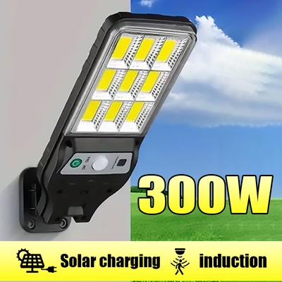 Nuevas luces LED solares de 300 W para exteriores Lámpara solar con sensor de movimiento 4 modos Impermeable IP65 Luz solar de jardín Farol de calle para patio