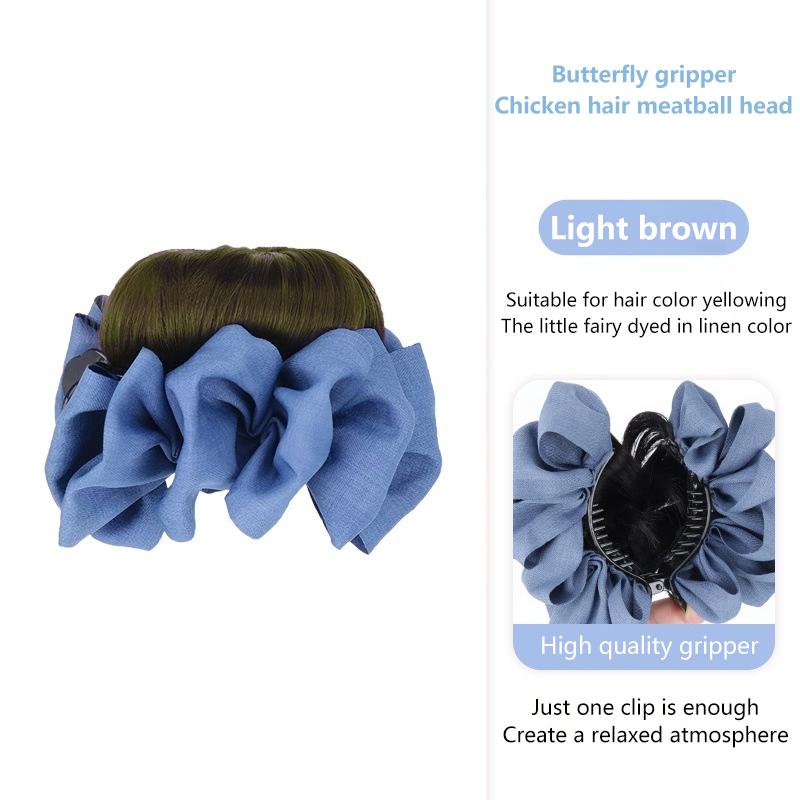 Synthetic Hair Bun Claw Clip With Hair Band Natural Wig Hair Clip Fluffy Brown Black Bun Head Wig Hair Accessories