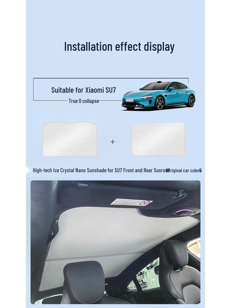 2024 Xiaomi SU7 Sunroof Sunshade: Ice Crystal Heat Insulation & Privacy Protection.