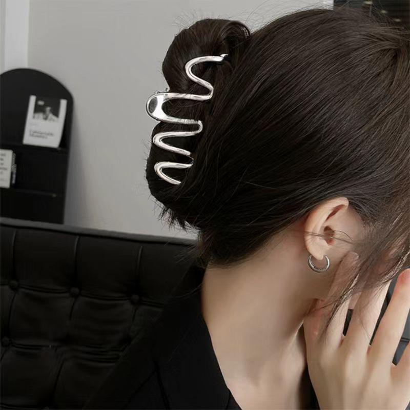 

Волнистая металлическая заколка для волос высокого класса, большая, для женской прически