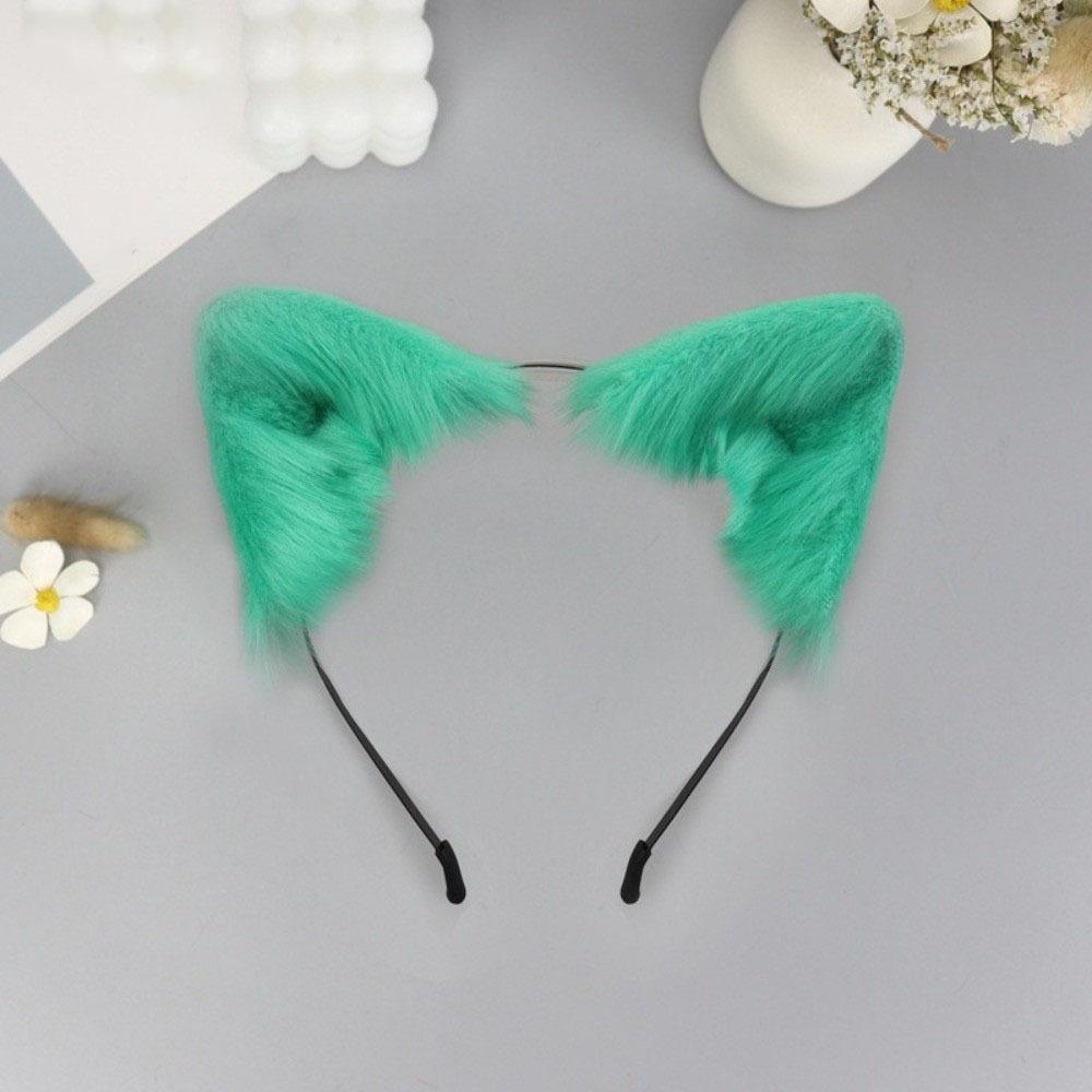 Animal Gothic Headband Artificial Cosplay Headband Cute Cat Ears Headband Photo циан