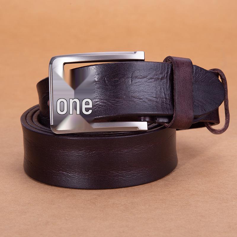 

Мужской ремень из натуральной кожи - первый слой коровьей кожи, растительное дубление, ретро-деловой стиль, подарочный вариант 120 cm кофейный