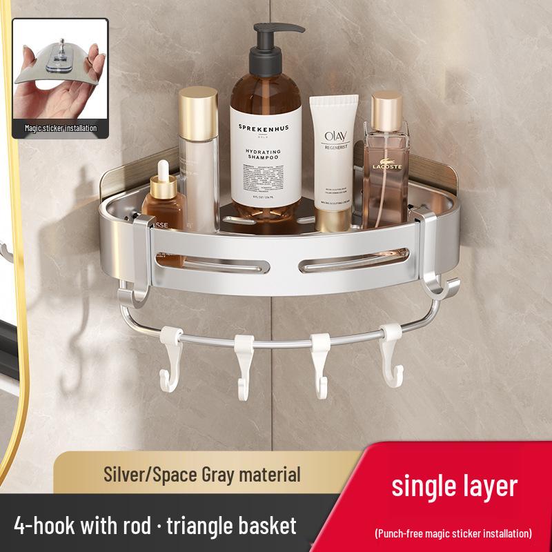 Punch-Free Wall-Mounted Bathroom Storage Shelf