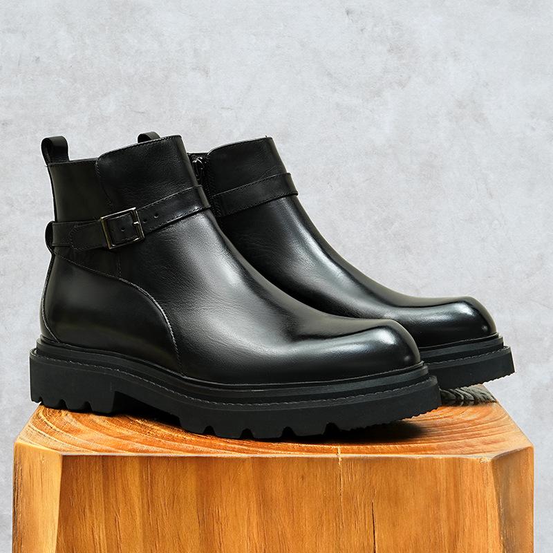 Men's Chelsea Boots 2025: Genuine Leather, Height-Enhancing, Thick Sole Martin Boots for Autumn/Winter