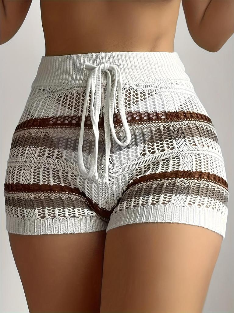 European-American Style Fashion Striped Knit Beach Shorts