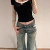 Vintage Washed Micro Trousers Female Small High Waisted Straight Straight Wide-legged Trailing Trousers Casual Thin Denim Trousers Long Denim Pants
