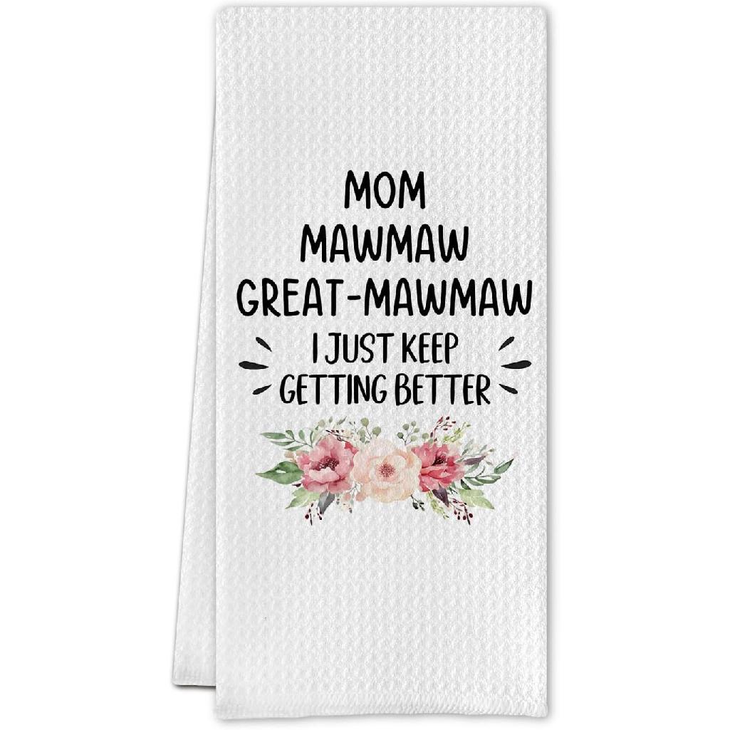 Great Grammy Gifts Kitchen Towels, Pregnancy Baby Announcement for Grammy Grandma Dish Tea Towels, Great Grandmother Gifts Decorative Hand Towel for Mawmaw