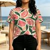 Women's Short Sleeve T-Shirt,American Basic Style,Breathable Soft Cotton,Fresh Fruit Print,Casual Tee for Daily Outings,Vacation & Everyday Wear