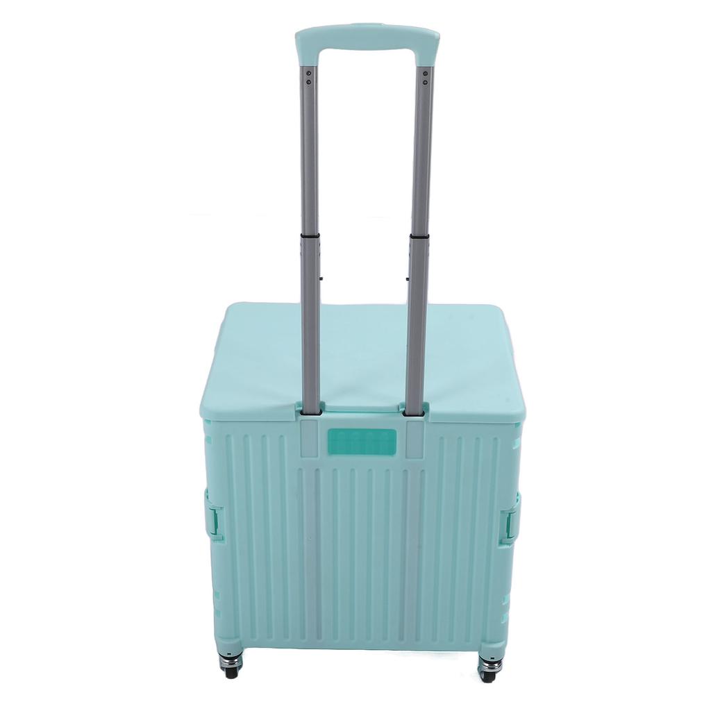 Collapsible Utility Cart Rolling Crate Swivel Casters PP Strong with Telescopic Handle Lid Storage
