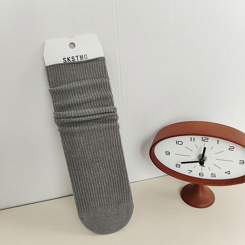 Dui Dui Socks, Women's Mid-calf Socks for Autumn and Winter, Solid-colored Cotton Socks, Trendy Stretch Women's Socks, Long Socks