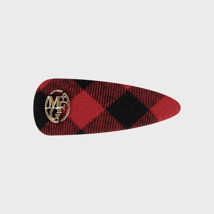 HOLIDAY CIRCLE LOGO CHECK HAIR PIN Red