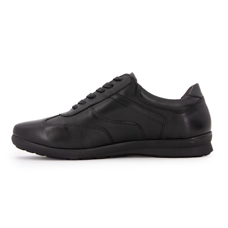 Men's PIERRE CARDIN Black Leather City Sneakers with Black Laces