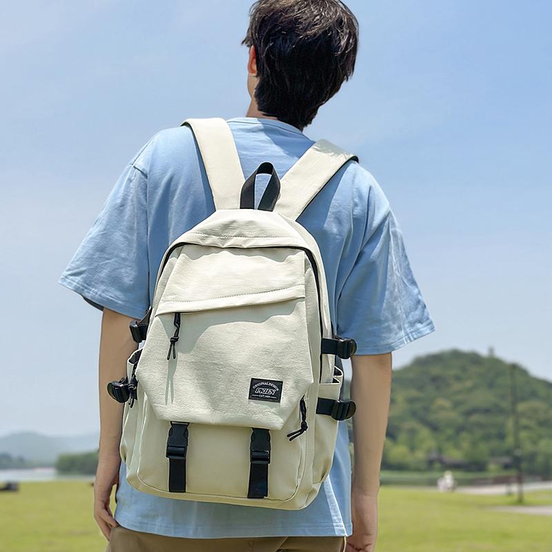 Junior High School Student Schoolbag Men's Solid Color Backpack Women's Travel Backpack