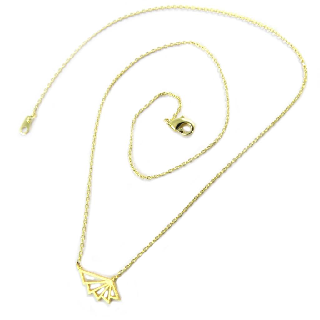7bis [Q1506] - Handmade 'Origami' Necklace (fan) Gold - 15x5 Mm