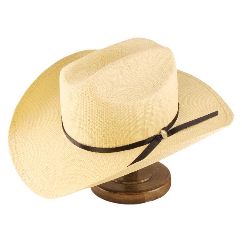 Pălărie de cowboy de cavaler de vest, țesută manual, țesută impermeabilă, de primăvară și de vară, pentru plajă, umbrelă de soare, pălărie de soare, în aer liber