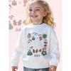 Girls Christmas Delights: A Festive Collection of Icons Print Long Sleeve Crewneck Sweatshirt - Soft Casual Pullover