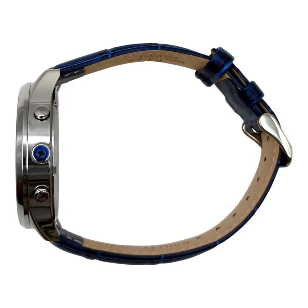 Swiss Alpine Military Orologio da uomo Skymaster Cronografo Cinturino in Pelle Quadrante Blu Quarzo 7084.9535 100M