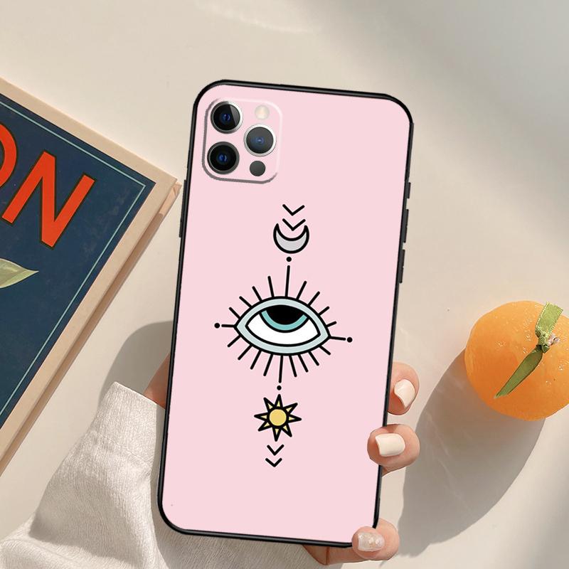 Evil Eye Hamsa Funda Case For iPhone 16 Pro Max 15 14 11 12 13 Pro Max Mini XR 16e 16 15 Plus Phone Cover