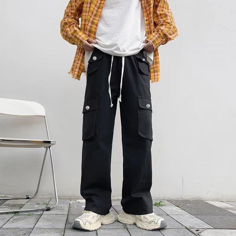 Overalls Men's Autumn New High Street Ins Tide Brand Loose Cotton Casual Pants Student Multi-Pocket Straight Pants