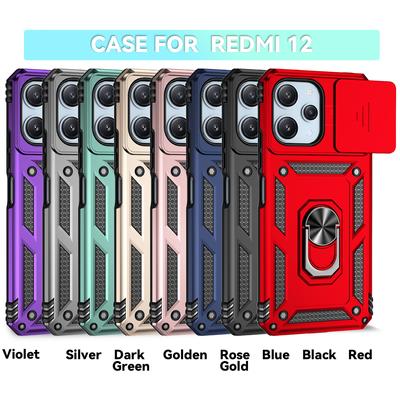 Per Xiaomi Redmi 12 5G/ Redmi 12 armatura Custodia per telefono Protezione per obiettivo della fotocamera Anello in metallo Supporto Custodia antiurto