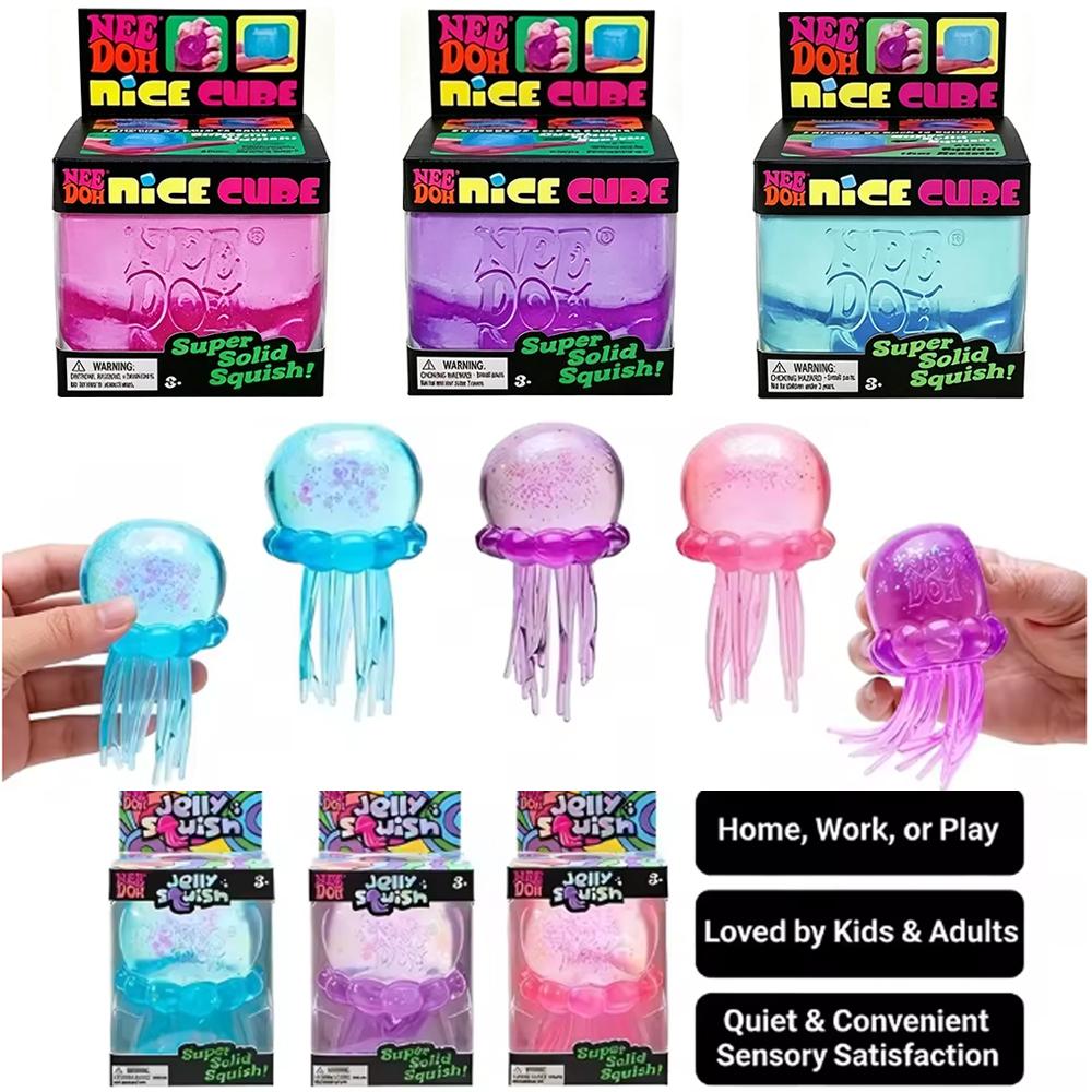 Schylling NeeDoh Nice Cube Sensory Squeeze Toy with Super Solid Squish Stress Relief Anxiety Sensory Tool Stress Reliever Toys