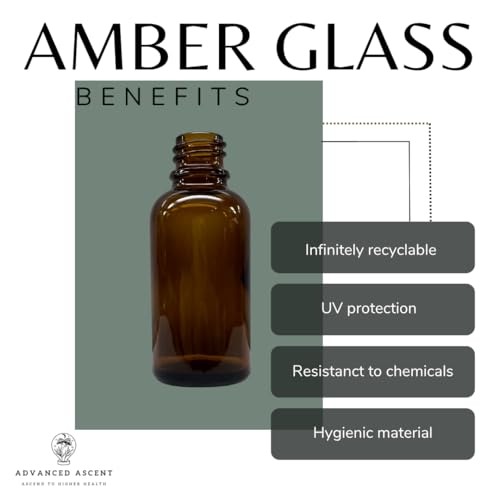 Amber Glass 1 oz Nasal Spray Bottles 2 Pack - Refillable Empty Glass Sprayers for Saline, Essential Oils, Travel Sized, UV Protective
