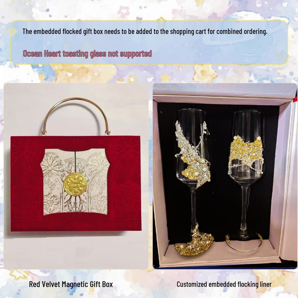 DIY Crushed Diamond High-Stemmed Wedding Toasting Glasses Pair - Handmade Bride & Wedding Gift