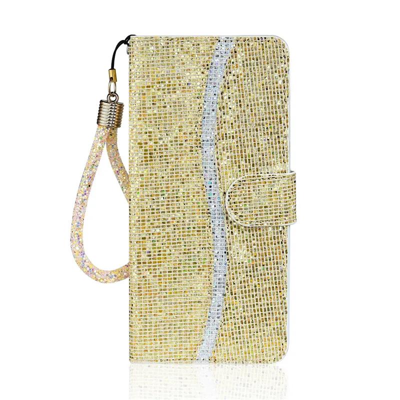 Glitter Leather Case For iPhone 13 11 12 14 15 16 17 Pro XS Max Mini XR X 8 7 Plus SE 2020 2022 SE3 Air 16E 17E Flip Case Cover