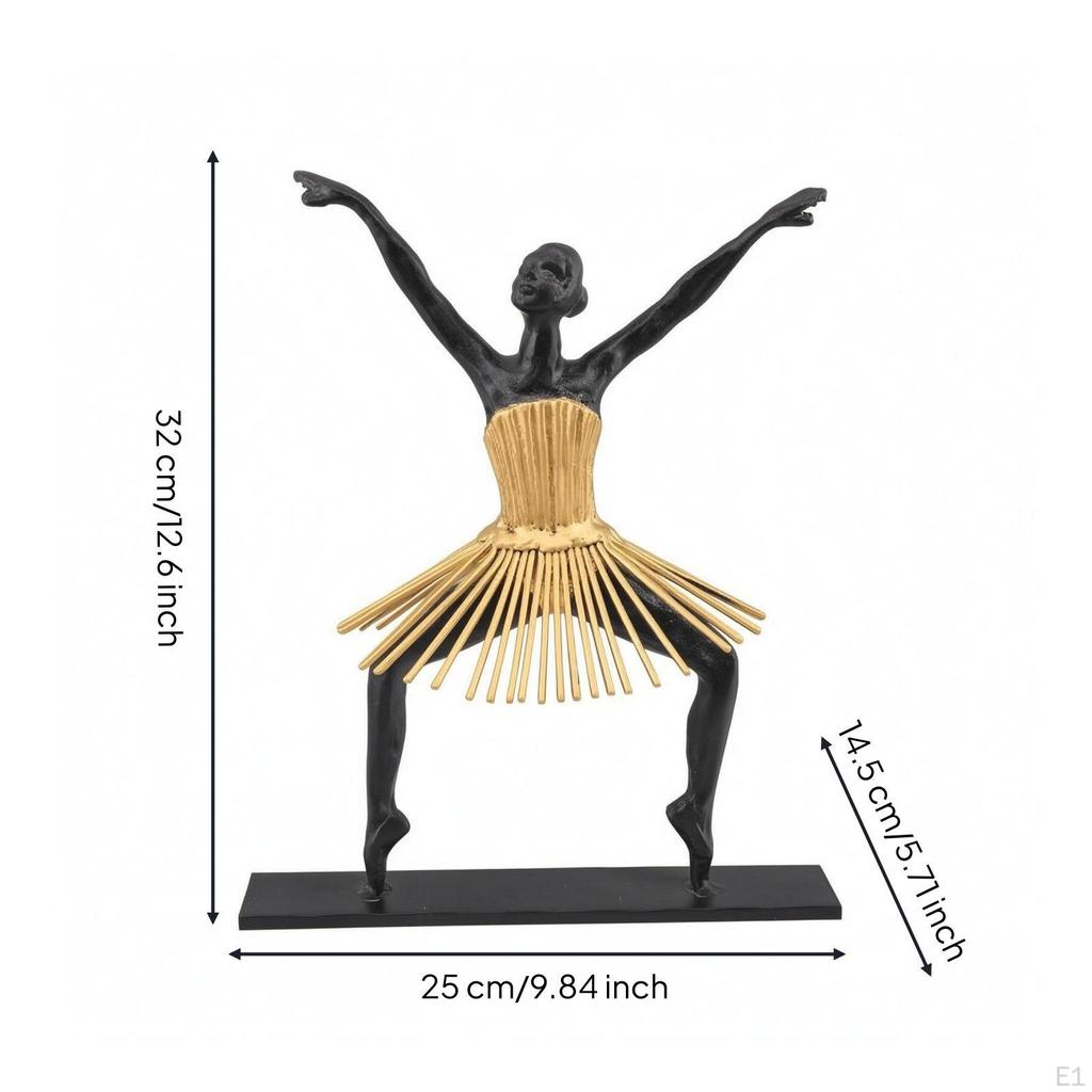 Mädchenfigur Tonierte Abstrakte Ballerina Statue Schwarze Stehende Skulptur