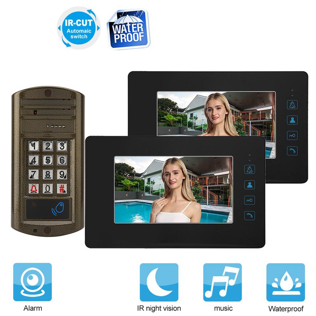 7inch HD Screen Wired Doorbell Waterproof Video Intercom Door Bell