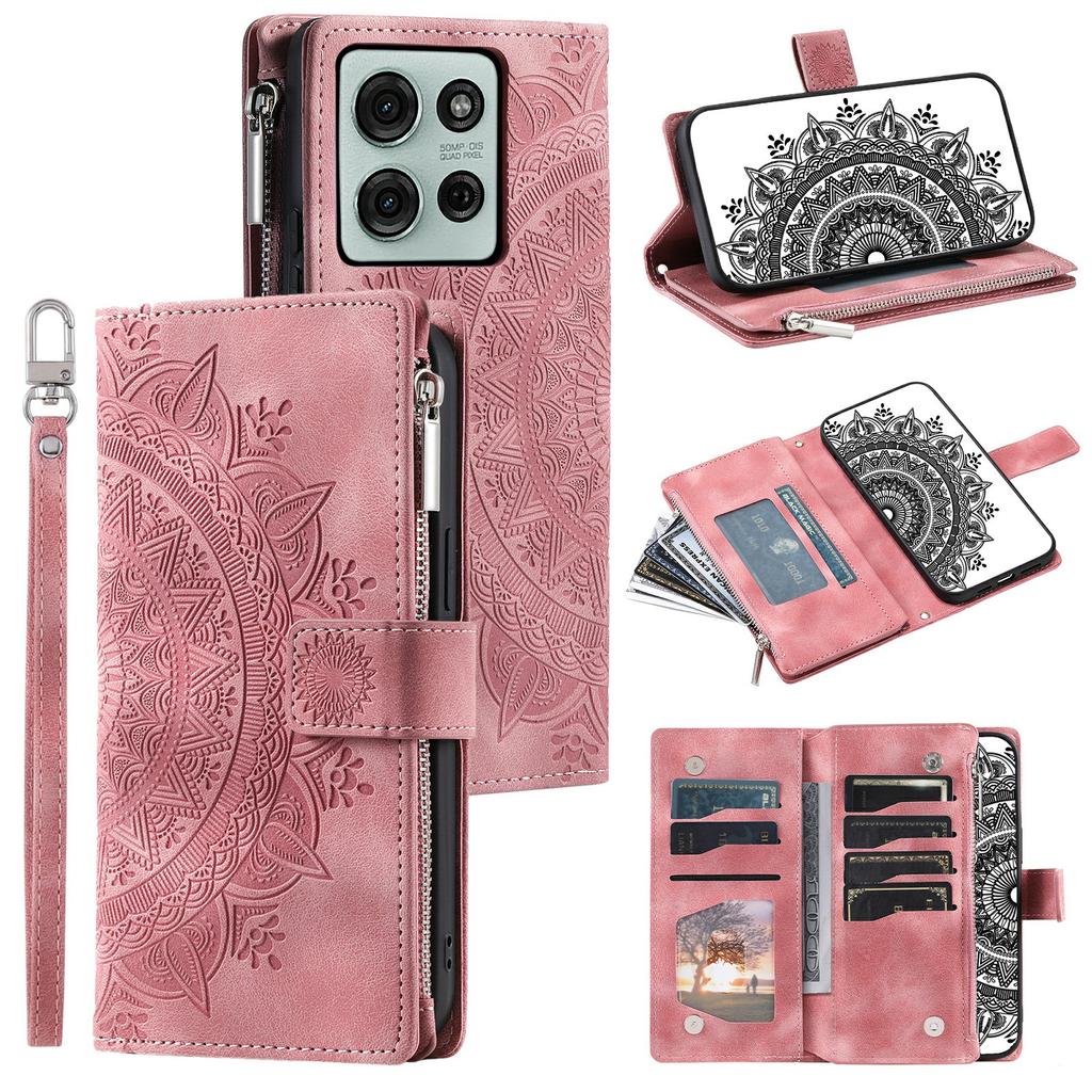 Style 006 For Motorola Moto G75 5G Wallet Case PU Leather Phone Cover Mandala Flower Pattern