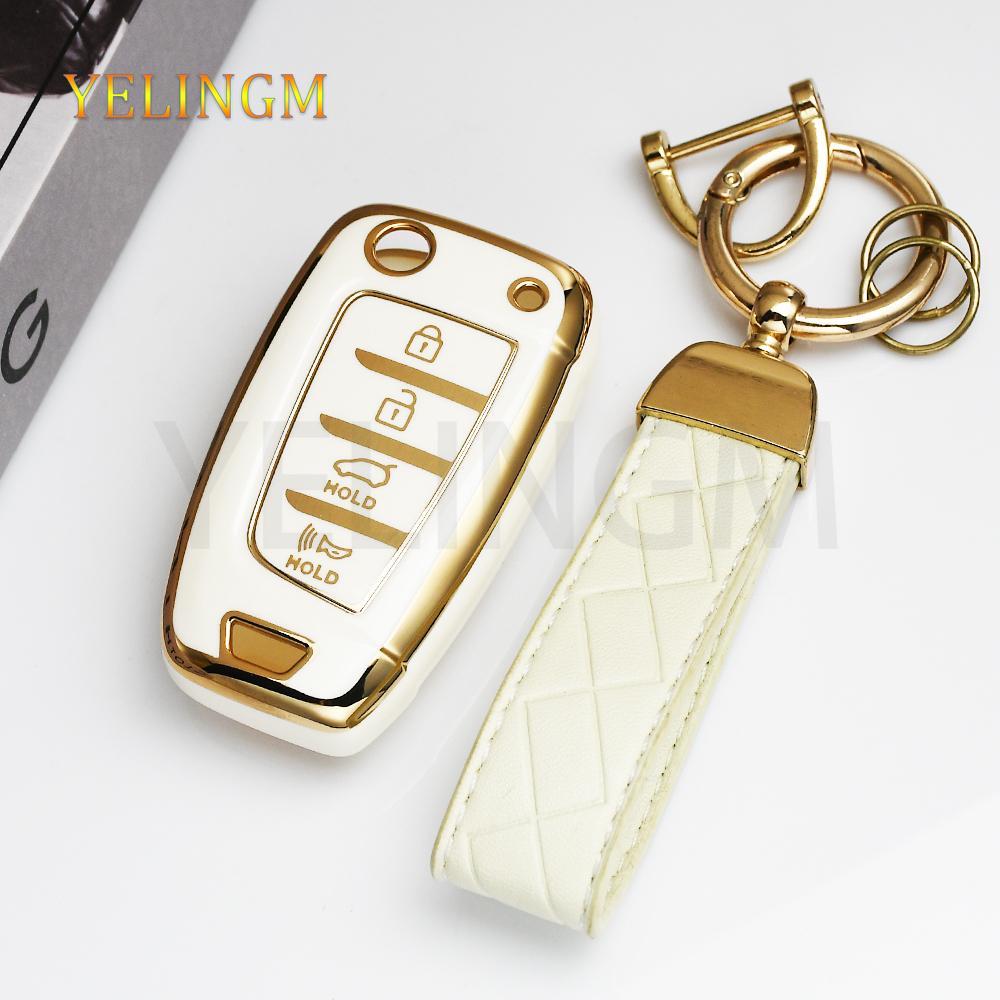 Shell Fob Car Flip Key Case Cover Holder For Hyundai Elantra Solaris Tucson I30 I35 I40 Kona Genesis Santa Fe Azera Accessories