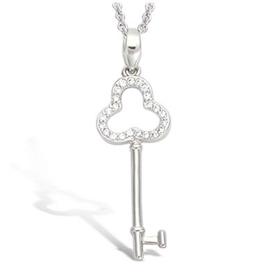 [L1796] - Silver Pendant 'Goddess Key' Silver-white (rhodium-plated) - 30x10 Mm