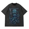 Black Source  ANIME MANGA VINTAGE WASH UNISEX TSHIRT  Octopus Men Harajuku TShirt Japanese Style