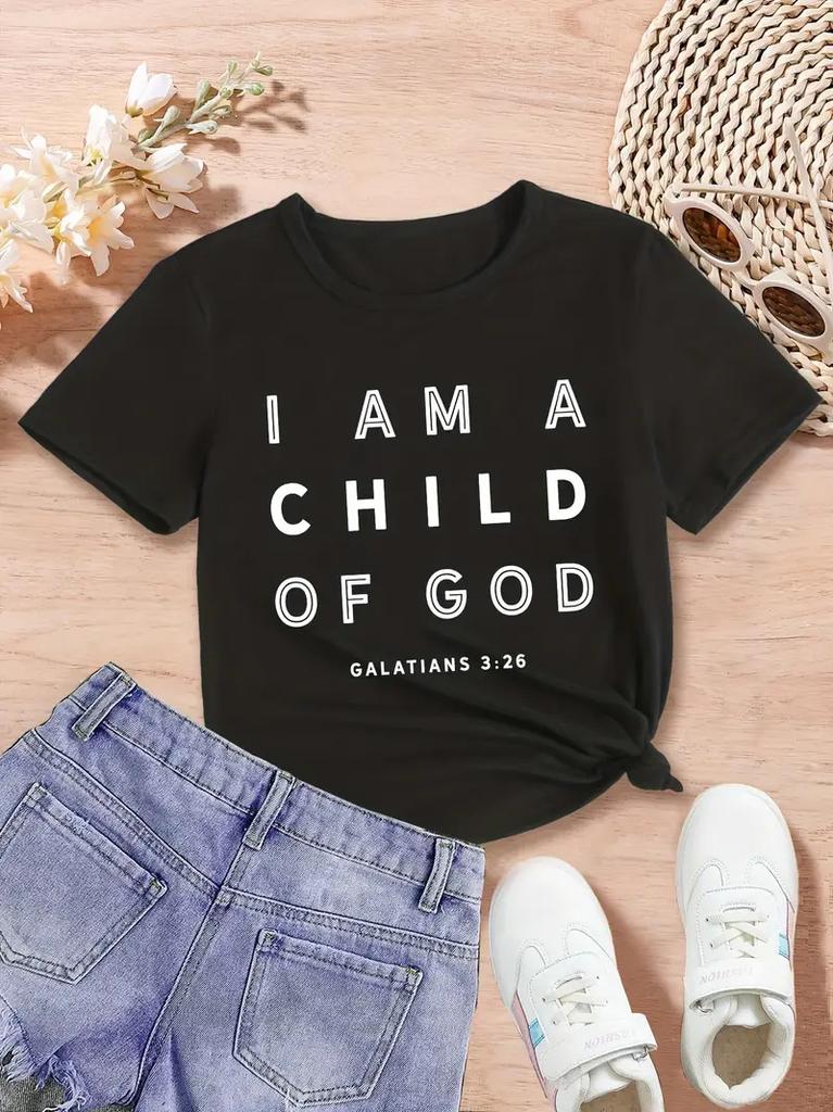 Childrens Cartoon Letter Printed Roundneck Shortsleeved and Halfsleeved Girls Tshirts and Boys  Summer Polyester Fabric
