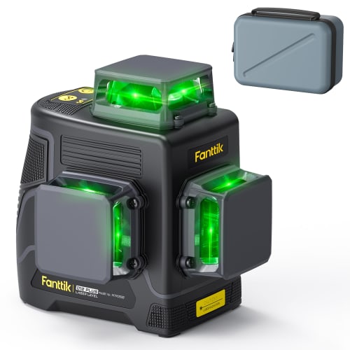 Fanttik D12 PLUS Laser Level, 3x360 Green Laser, 12 Lines, Automatic Leveling, Magnetic Rotating Bracket, High Brightness, 5200mAh USB-C Rechargeable
