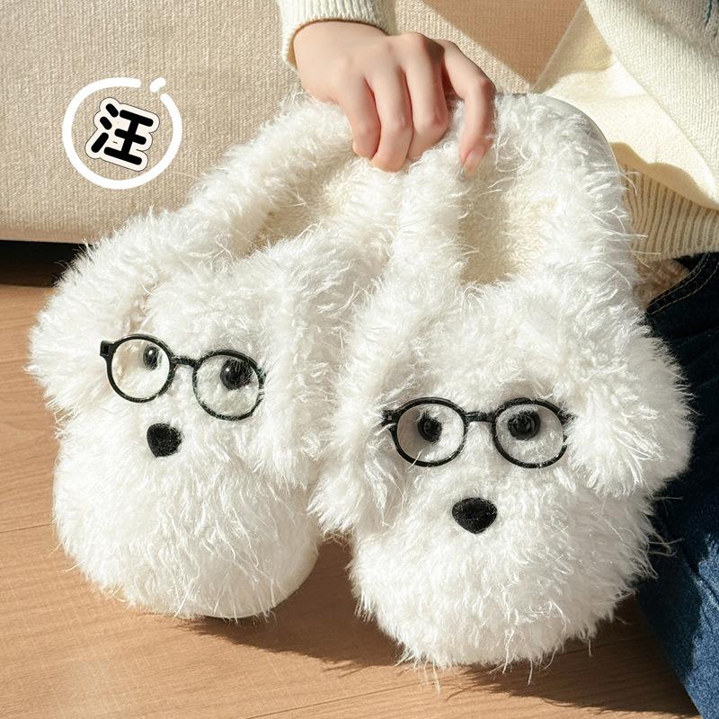 Cartoon cotton slippers winter cute big ears puppy indoor home home warm fluffy slippers winter