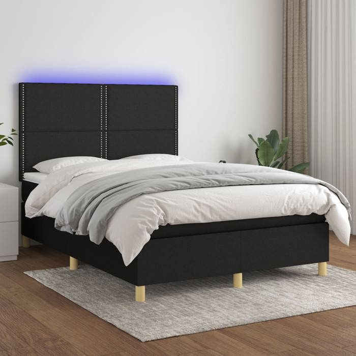 VidaXL Sommier à Lattes de Lit avec Matelas et LED, Lit Rembourré, Lit Double, Lit Adulte de Chambre à Coucher Intérieur, 3135351