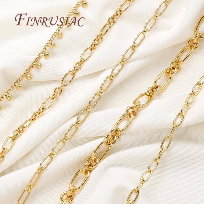 0.5-1Meter 18K Gold Plated Chains DIY Necklaces Accessories,Decorative Chain For Jewelry Making Supplies,Bulk Chains Wholesale