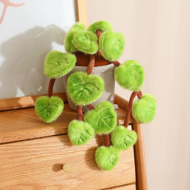 Polyester Faux Green Fern Plant With Soft Short Plush For Desk Decor And Gift