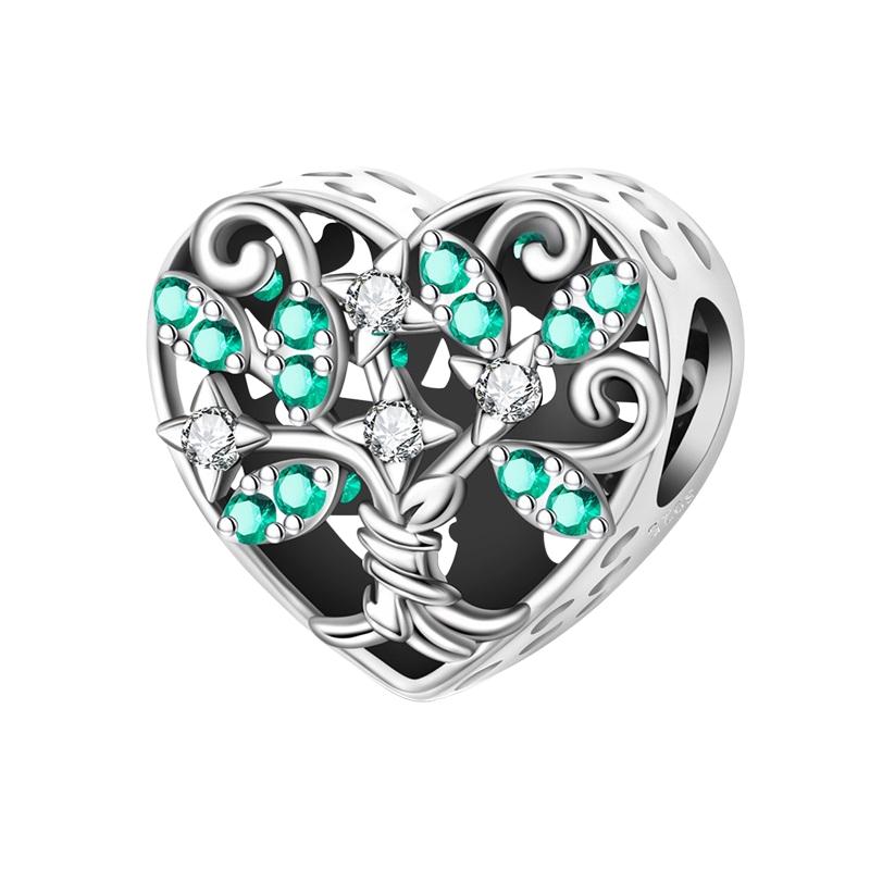 Spring 925 Silver Green Series Charm Bead For Woman Four Leaf Clover Turtle Avocado Fit Original Bracelet Making Pendant Jewelry