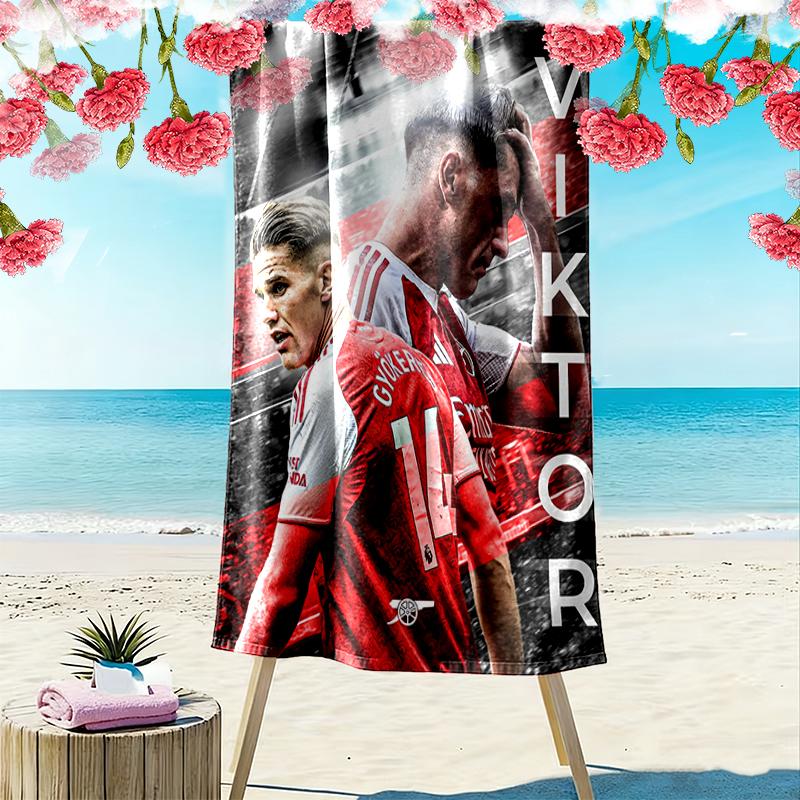 1pc Football Club Beach Towel, Multi-functional Beach Towel for Outdoor Activities Beach Swimming and Travel