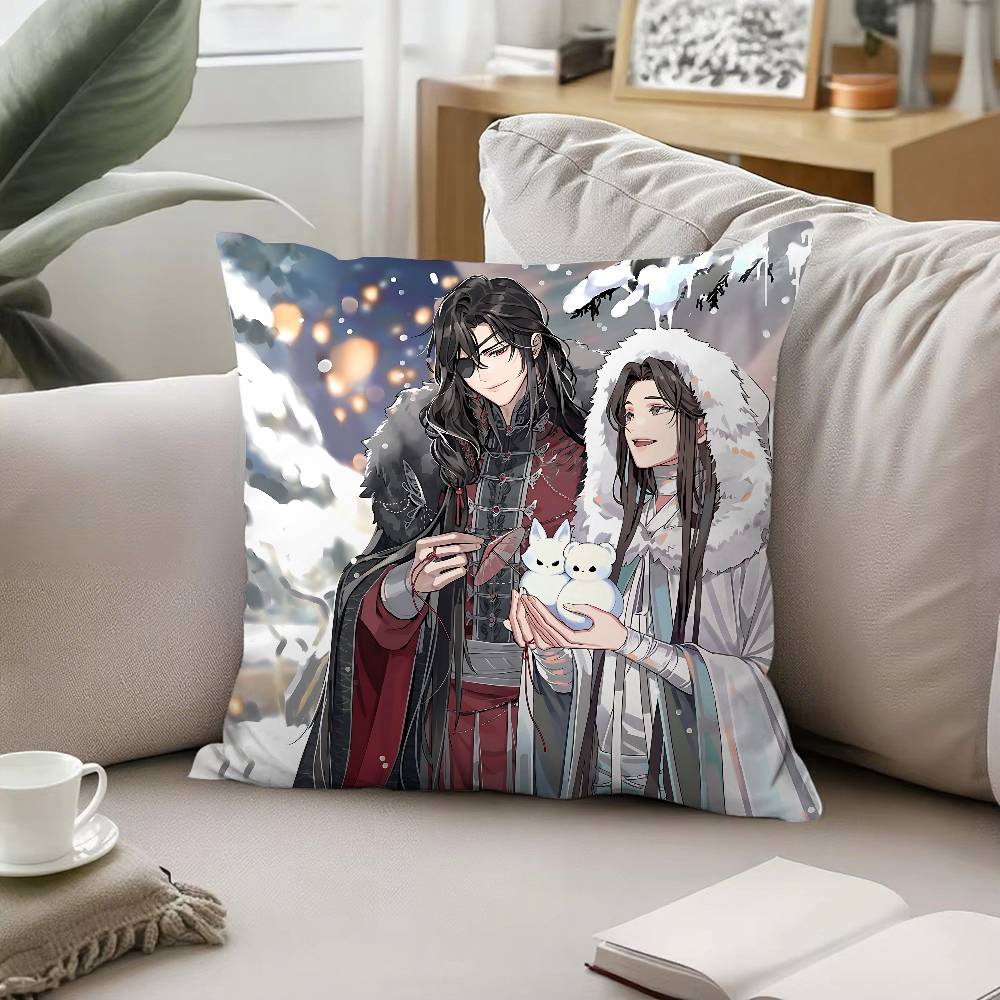 Anime Heaven Officials Blessing Pillow Case Pattern Printed Pillowcase For Living Room Sofa Cushion Cover Bedroom Decor