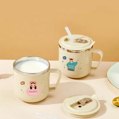 270ML Cute 316 Stainless Steel Thermos Cup Leak-proof Double Layer Insulated Mug With Handle Cartoon Mini Kids Straw Water Cup