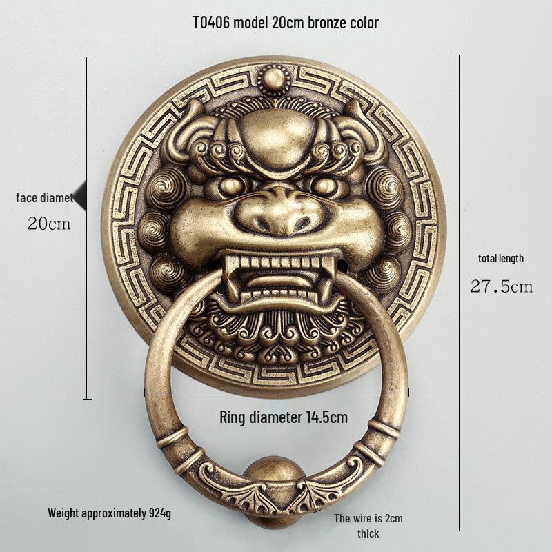 Antique Brass Lion Head Door Knocker & Pull Handle for French Doors