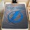 Custom Name,Tampa Bay Lightning Printed Flannel Blanket, soft throw for bedroom sofa, washable, Christmas present, great gift.